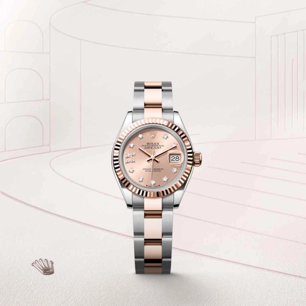 Lady-Datejust Oyster, 28 mm, Oystersteel çelik ve