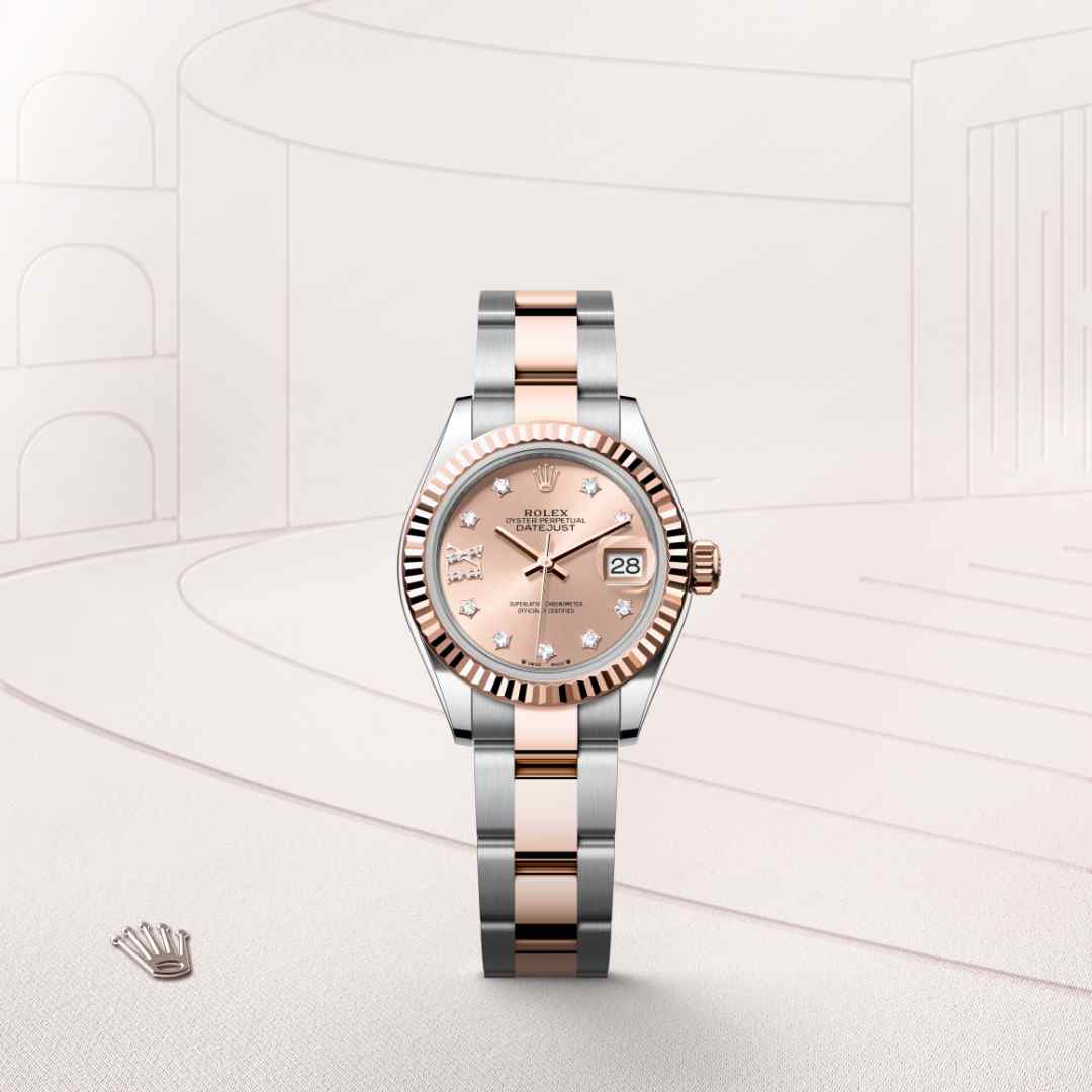 Lady-Datejust Oyster, 28 mm, Oystersteel çelik ve