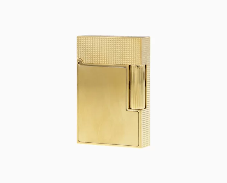 small brushed ST Ligne 2 gold lighter Dupont yellow